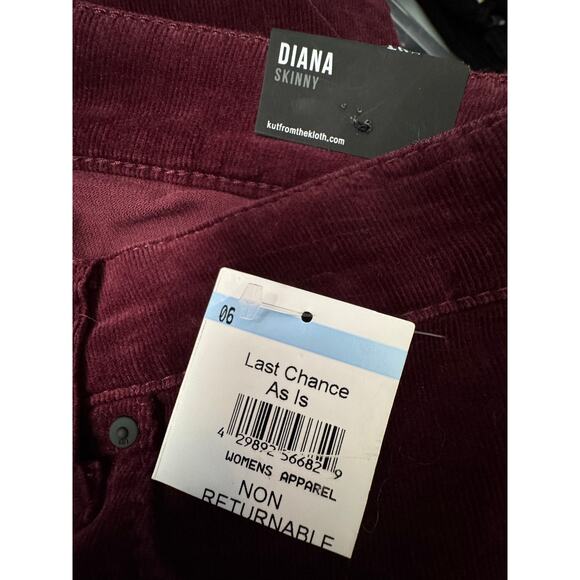 KUT FROM THE KLOTH NWT $99 Diana Skinny Corduroy Pants Burgundy - Picture 8 of 9